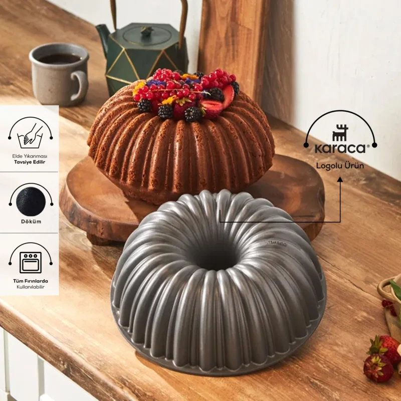 Karaca Cake Pro Dilimli Döküm Kek Kalıbı Antrasit