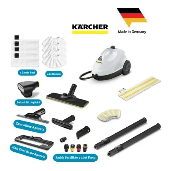Karcher Sc 2 Easyfix Profesyonel Set 1500W 3.2 Bar Buharlı Temizlik Makinesi - Zemin Ve Yüzey Temizliği Için Tam Set - Ergonomik Easyfix Zemin Başlıklı Buharl