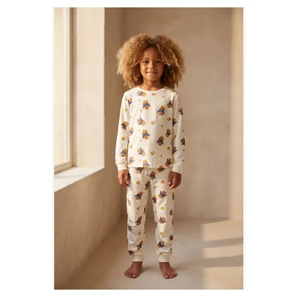 Katia & Bony Çocuk Teddy Desenli Paketli Pijama Takımı Ekru