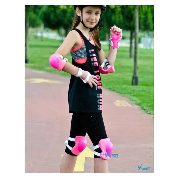 Lrs Store Bisiklet Paten Kaykay Koruyucu Set Dizlik Dirseklik Bileklik 6 Parça Pembe