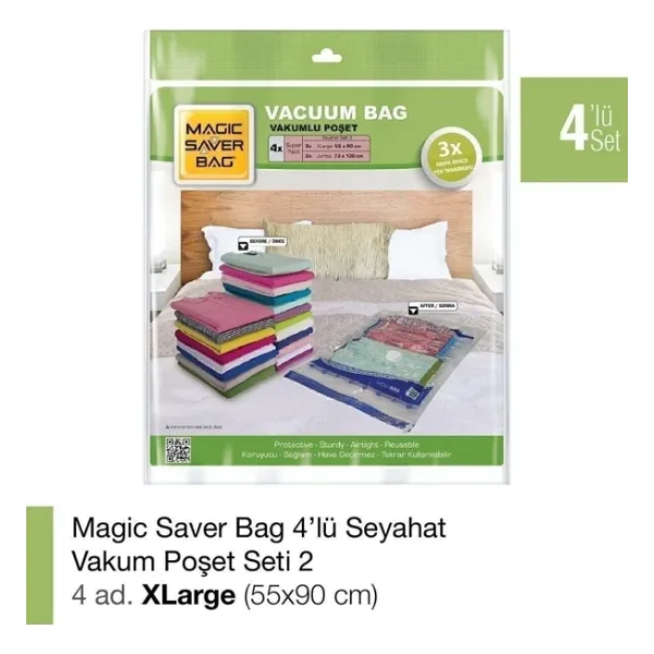 Magic Saver Bag 4'lü Vakumlu Poşet Seti 2