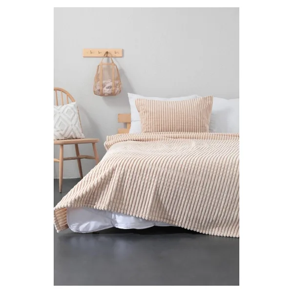 Merinos Modern Line 3 Parça Battaniye Seti - Bej - 220 x 240 cm