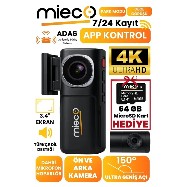 Mieco A7 Ön ve Arka Araç Kamerası Seti