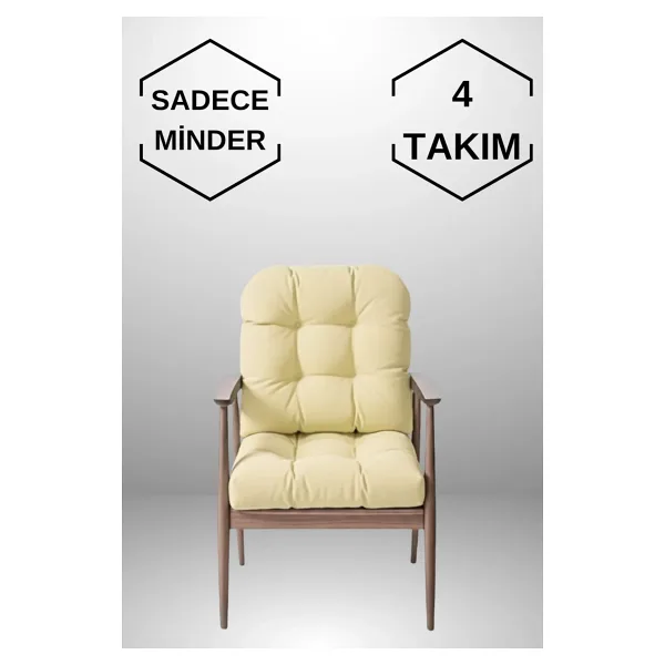 MoMMe Sandalye Minderi 45x45 CM Oturma Ve Sırt ( 4 TAKIM ) BEJ RENK