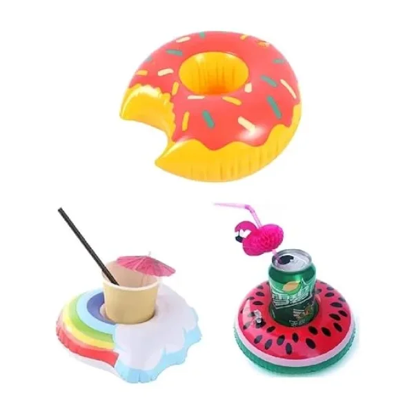 Netavantaj Donut Karpuz Gökkuşağı 3lü Şişme Havuz Deniz Şişme Bardak Tutucu Float Bar Seti