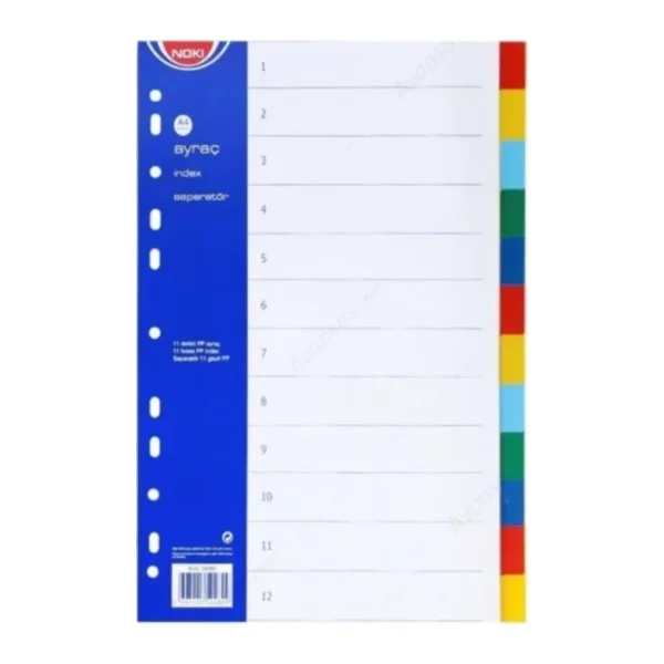 Noki 59126 A4 12 Renk Plastik Seperatör