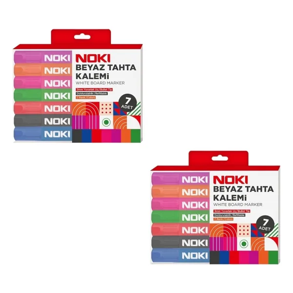 Noki Beyaz Tahta Kalemi Yedili Set ( Iki Adet ) - Çok Renkli