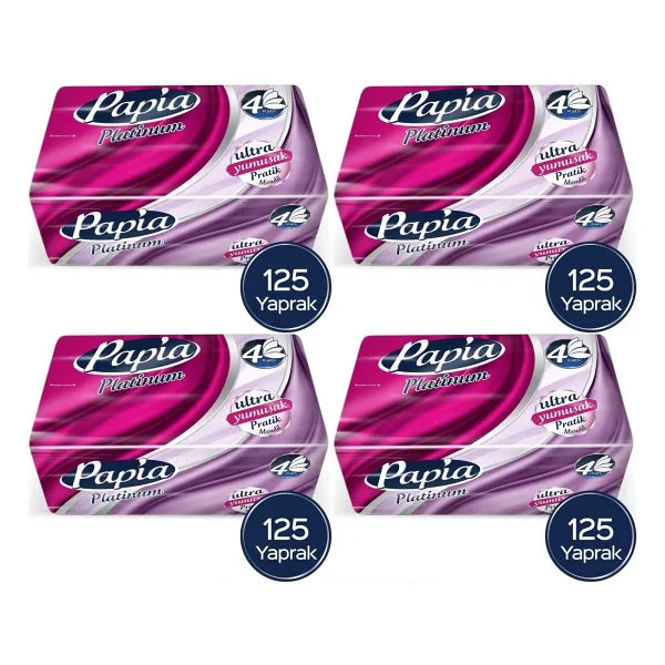 Papia Platinum Pratik Mendil 125 Yaprak (4 Katlı) 500 Yaprak (4PKx125)