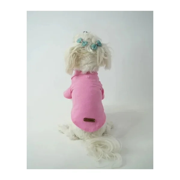 PATİLİNKA Kedi - Köpek Polo Yaka Tişört Pembe