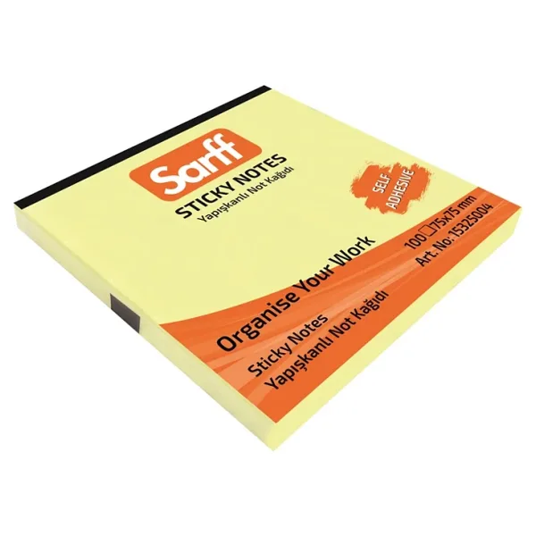Sarff 75X75MM Sarı Yapışkanlı Not Kağıdı - 100YP