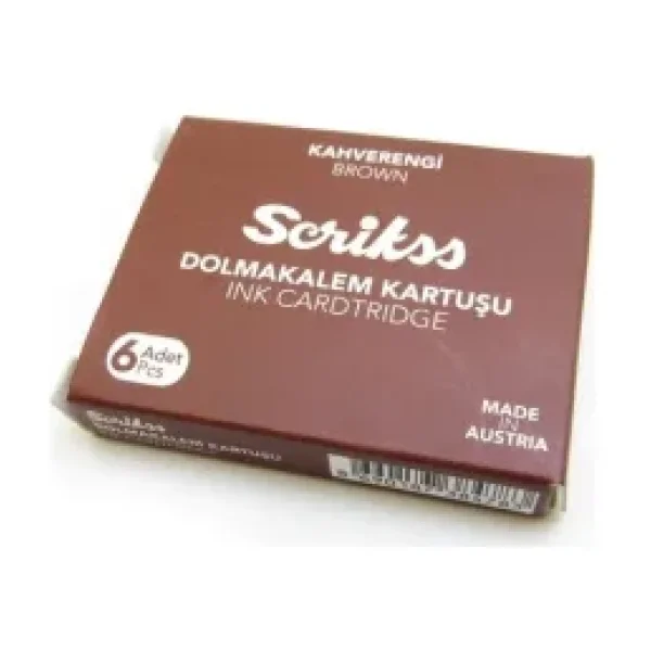 Scrikss 6'lı Kahverengi Dolma Kalem Kartuşu Sarf Malzemeleri İçin Kullanıma Uygun