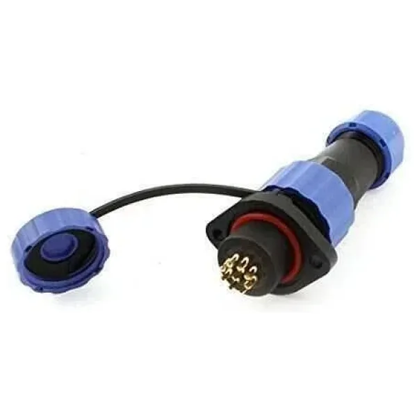 SD16 9 Pin 16mm Su Geçirmez Konnektör Takımı - Flanşlı Panel Tipi