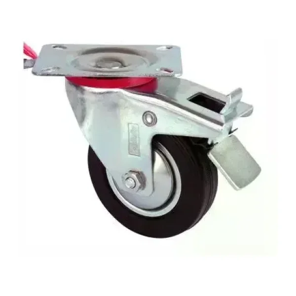 Servis Tekeri - Tablalı Frenli Siyah Döner - Çap 100 Mm