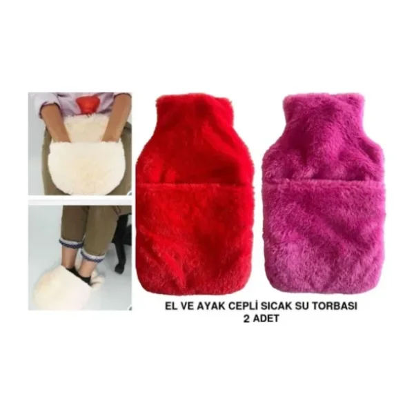 SICAK SU TORBASI 2 ADET,CEPLİ PELUŞ TERMOFOR 32,5x17,5cm 1500 ML