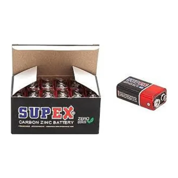 Supex 6F22 9V Çinko Karbon Pil 12'li Paket
