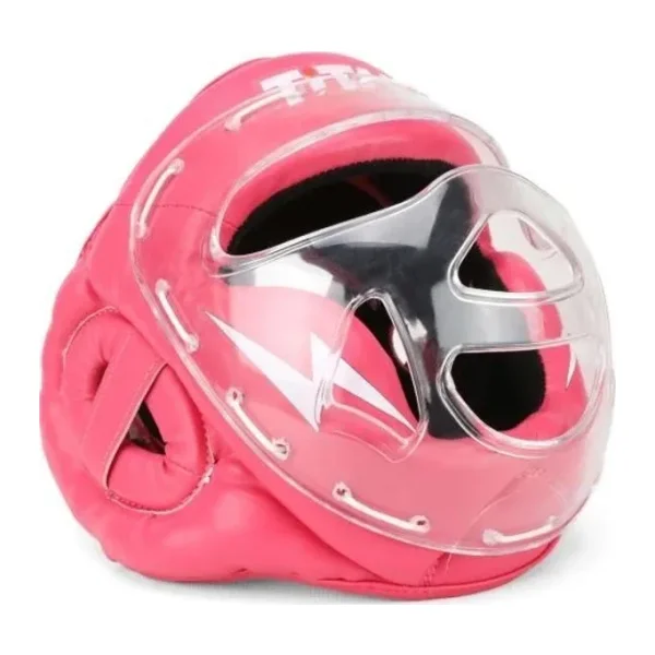 Titan Sport Yüz Korumalı Boks Kaskı , Pembe Camlı Model