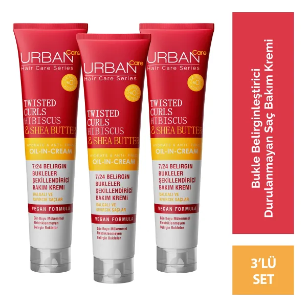 Urban Care Twisted Curls Hibiscus & Shea Butter 175 ml 3 Adet Durulanmayan Saç Kremi