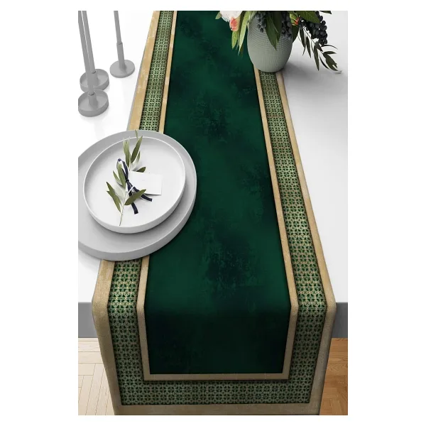 Viva Home 40x140cm Masa Örtüsü Leke Tutmaz Premium Tay Tüyü Dokuma Kumaş Runner Elit Çerçeveli Rnr396