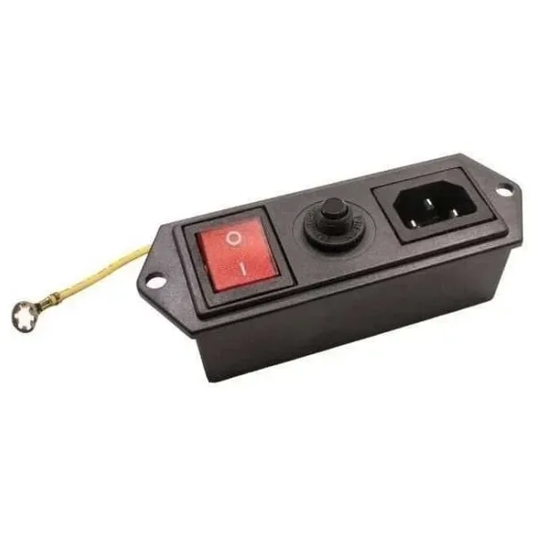 10A Akım Korumalı Kulaklı Erkek Power Soketi - Işıklı Anahtarlı