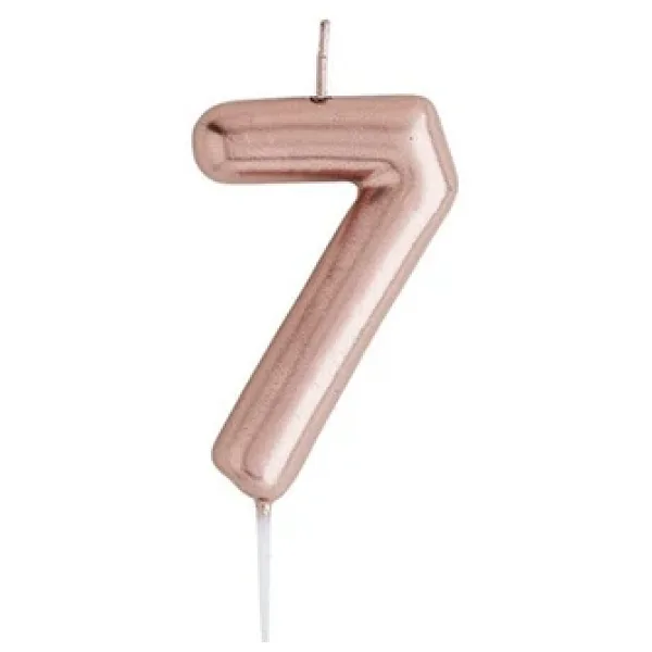 7 Yaş Rose Gold Rakam Mum