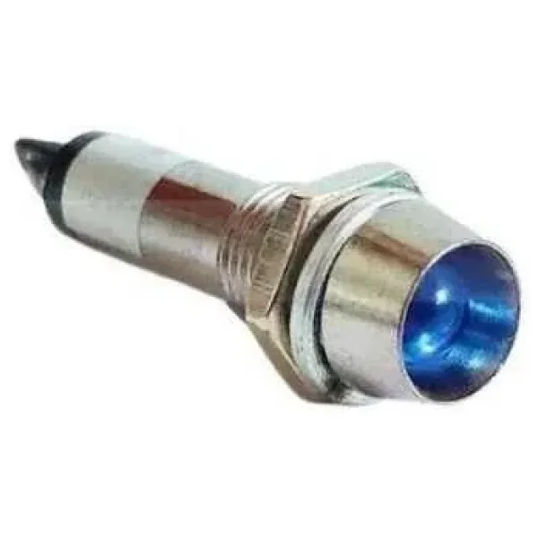 8mm 12V Metal Sinyal Lambası - Mavi
