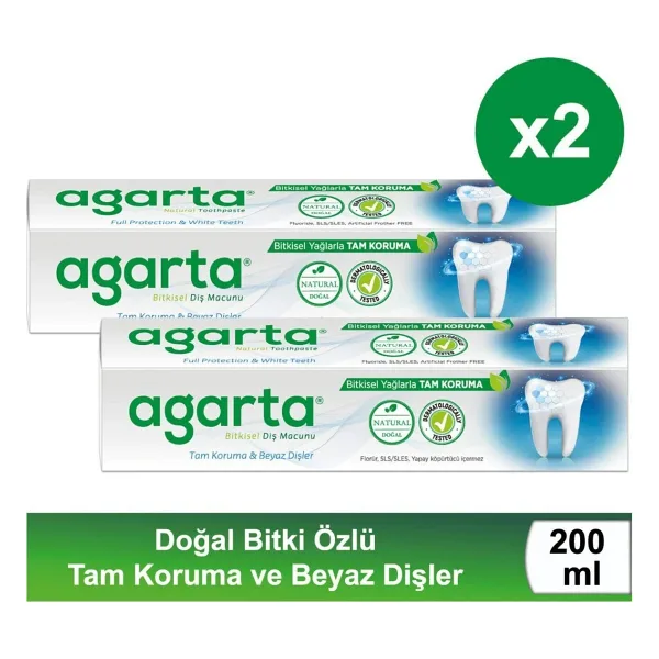 Agarta Doğal Bitki Özlü Tam Koruma Beyazlatıcı 100 ml 2 Adet Florürsüz Diş Macunu