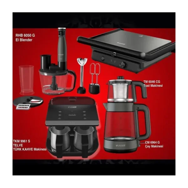 Arçelik Grion Küçük Ev Aletleri 4'lü Set Cm 6964 G - Tm 6046 G-tkm 9961 S- Rhb 6050 Cg
