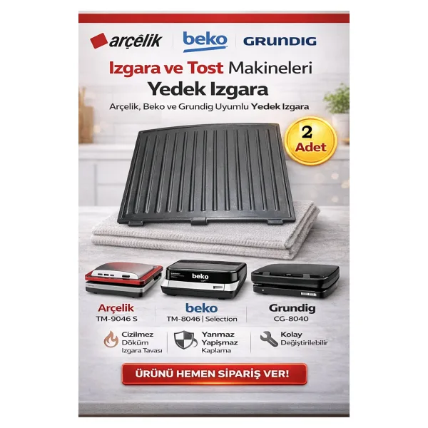 Arçelik TM 9046 S Tost Makinesi 2 Adet Izgara Plaka