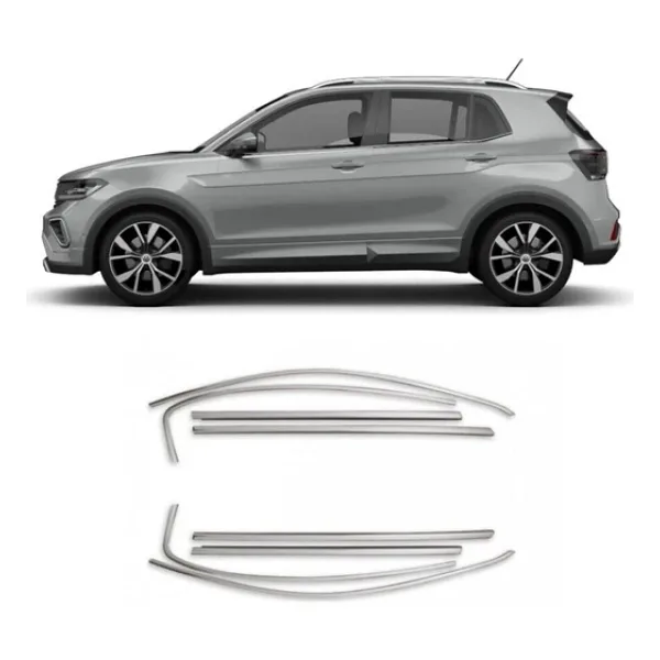 Autogp Vw T-Cross Cam Çerçevesi Kenar Çıtası Krom Tamtur 10 Parça
