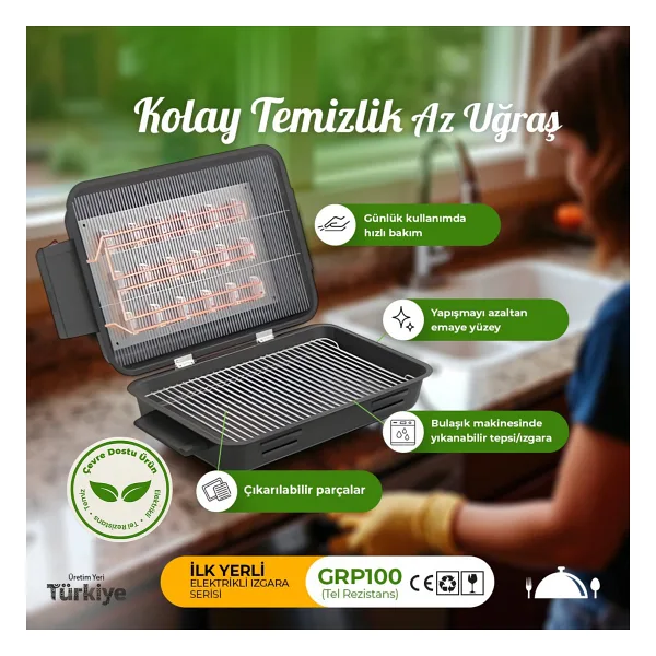 Avrasya Grill GRP100 Tel Rezistans - Siyah