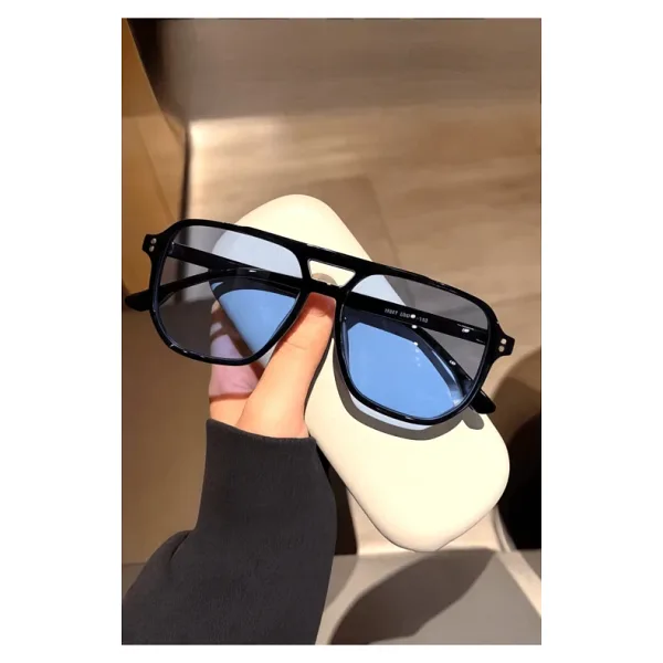 Bappir Mavi Camlı UV400 Korumalı Unisex Güneş Gözlüğü - Desenli