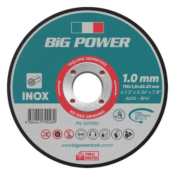 Big Power TFLEX 115 x 1 x 22.23 INOX METAL KESİCİ TAŞ (5 Adet)