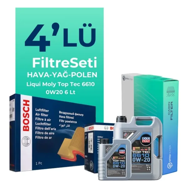 BOSCH Ford Focus 1.5 Dizel Otomatik Filtre Bakım Seti Liqui Moly Motor Yağlı (2018-2024) 4 Lü
