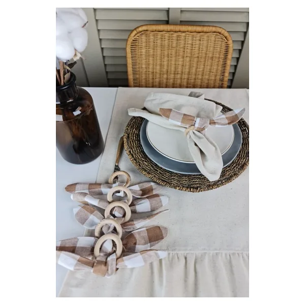 cotton maison Retro Fiyonk Ahşap Halka Peçete Yüzüğü 6 lı