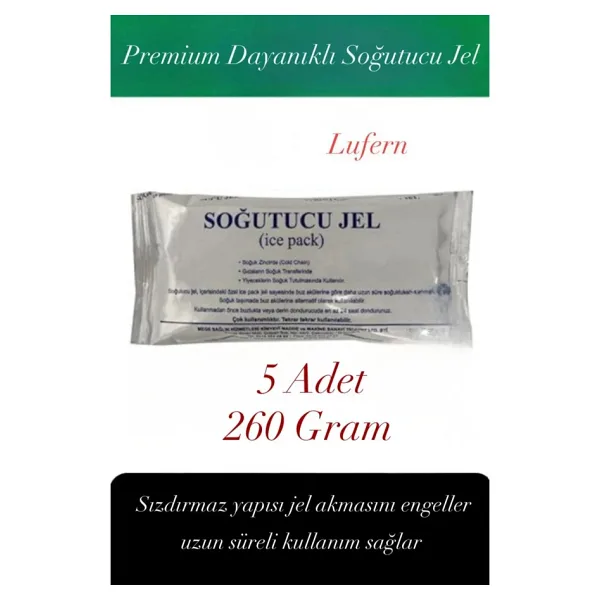 Dayanıklı Soğutucu Jel Poşet Buz Aküsü Malzeme Kamp Piknik Yolculuk Seyahat Yiyecek 260 gr 5 Adet