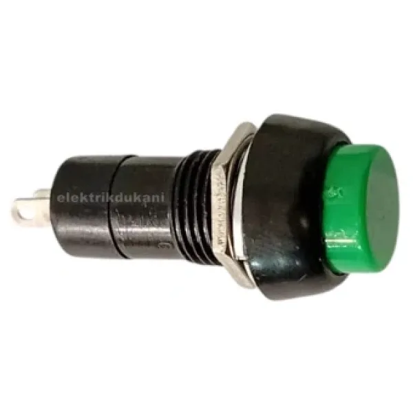 Ender Plastik Yeşil Yuvarlak Yaylı Buton Anahtar 12MM