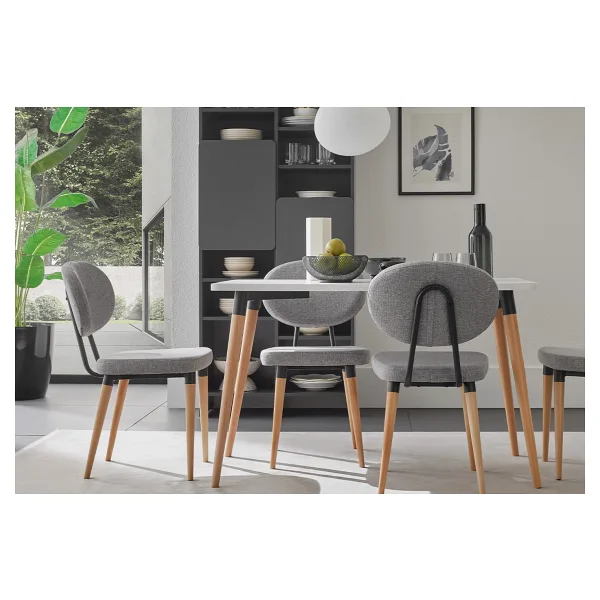 Enza Home Palladio Sandalye, Keten Dokulu Kumaş 15116 Koyu Gri
