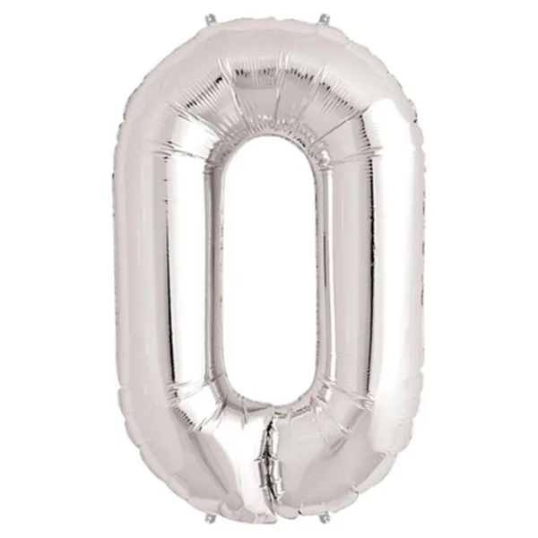 EveFix 0 Rakam Folyo Balon Gümüş 40 Inç