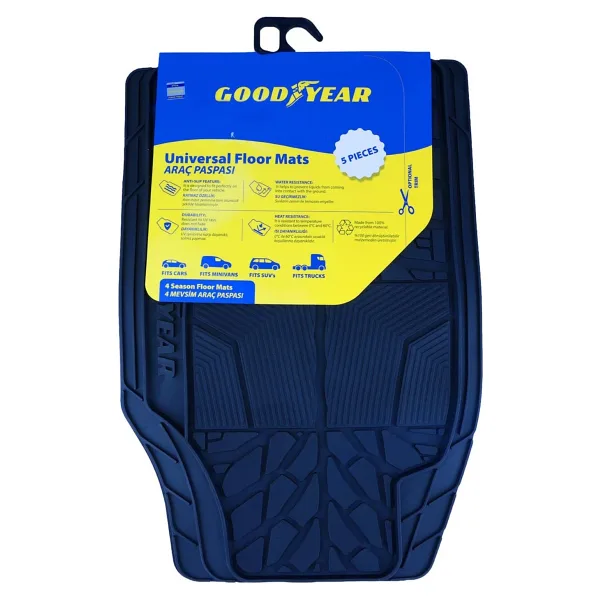 Goodyear Pro PVC Universal Oto Paspas Seti - Tam Koruma, Şık Tasarım - Siyah