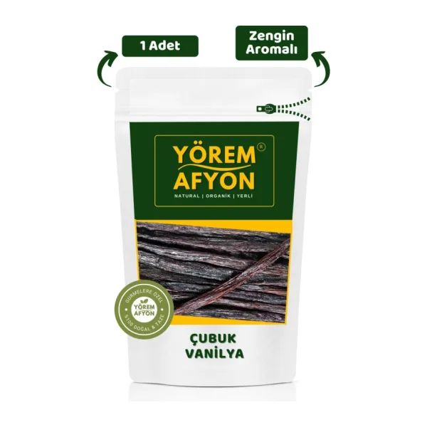 Gülçehre Yörem Afyon %100 Doğal Zengin Aromalı Yumuşak Çubuk Vanilya (Vanilla Planifolia) 1 Adet 10-12Cm.