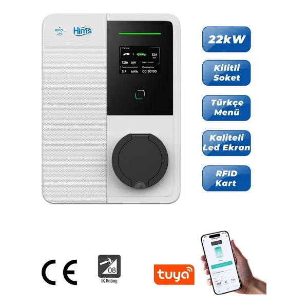 Hims 22KW Bireysel Duvar Tipi Araç Şarj İstasyonu HEVC-22