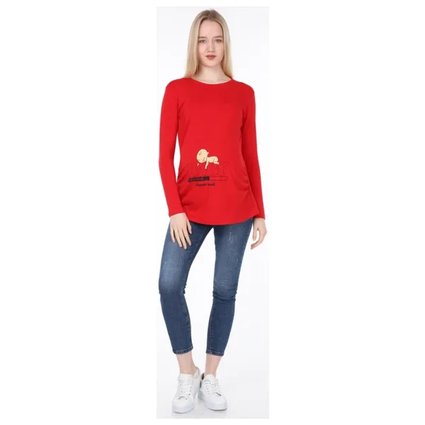 Işşıl IŞŞIL 4472-Bebek Yükleniyor Viskon Hamile Uzun Kol T-Shirt