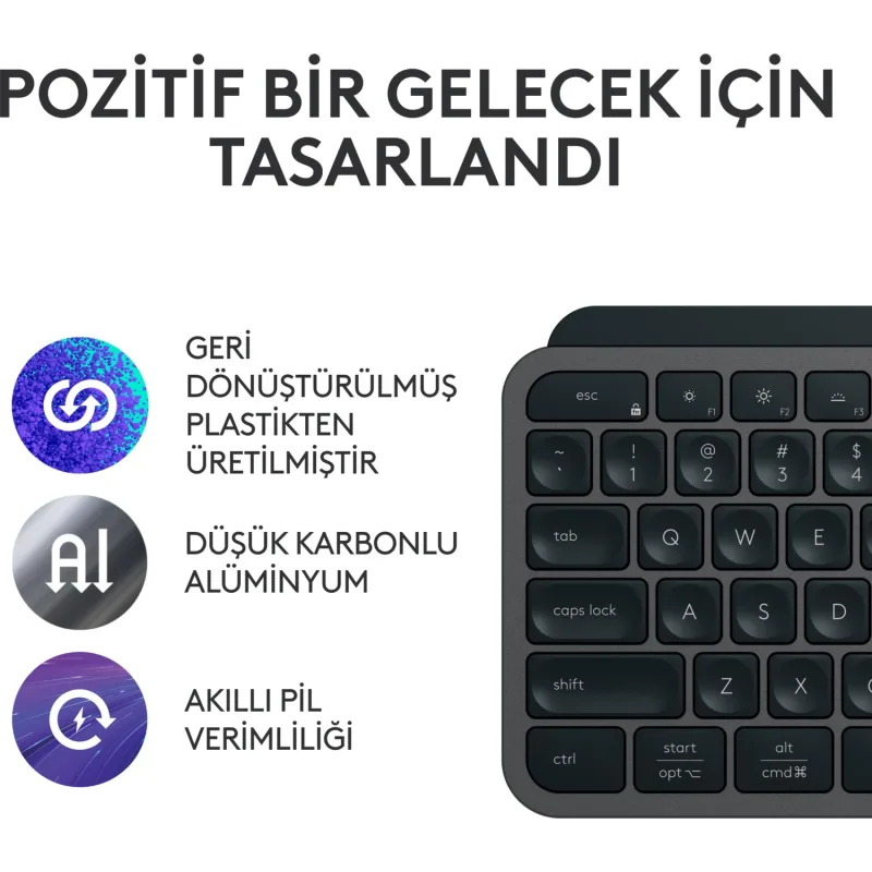 Logitech Mx Keys S Türkçe Q Kablosuz Klavye - Görsel 5
