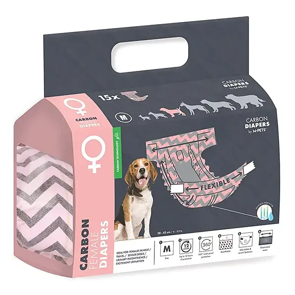 M-PETS M PETS CARBONLU DIAPERS DİŞİ KÖPEKLER İÇİN KÜLOT (M) 15Lİ