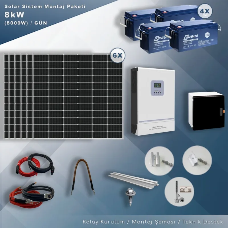 MATECH 8 kW Solar Paket Sistem (8000W/Gün)