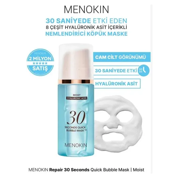 Menokin Moisture 30 Seconds Quick Bubble Hyaluronik Asit Nemlendirici 95 ml Köpük Yüz Maskesi