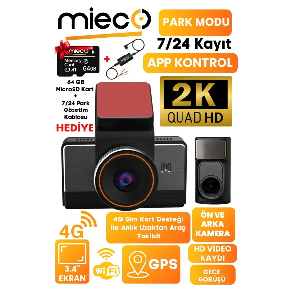 Mieco G4 Ön ve Arka Araç Kamerası Seti