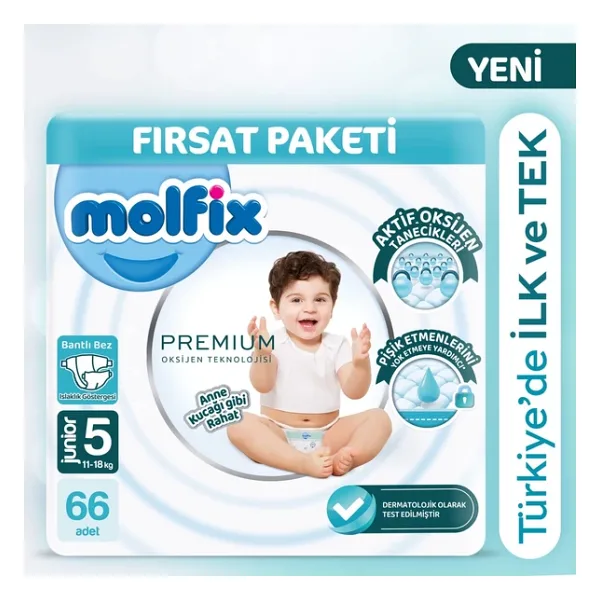 Molfix Premium 5 Numara Junior 66'lı Bebek Bezi