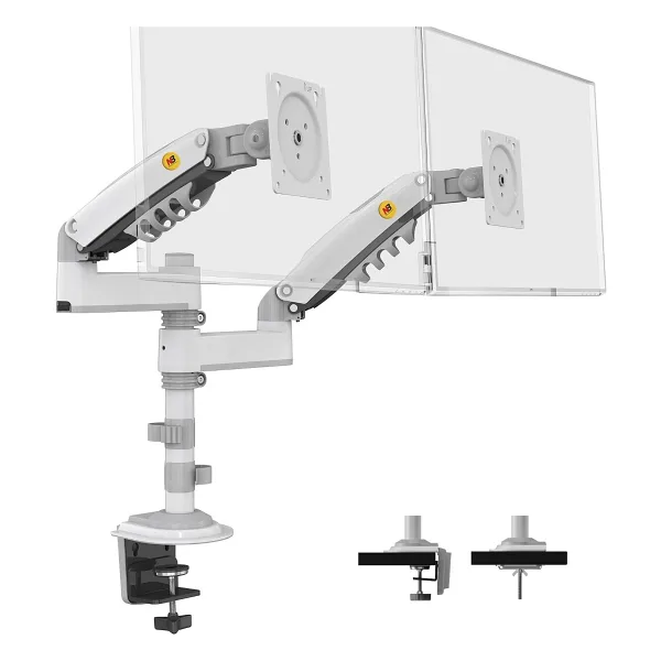 North Bayou H180 Beyaz 17-27 inç İki Kollu Amortisörlü Monitör Standı