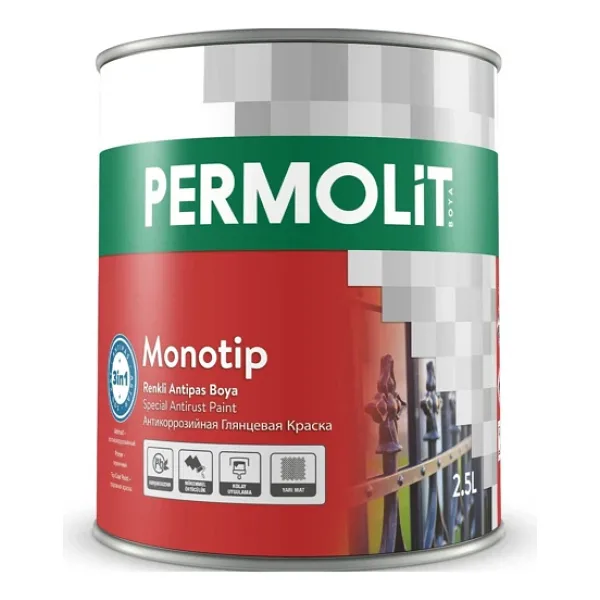 Permolit Monotip Renkli Antipas Boya 3'Ü Bir Arada 0,75 Lt. Metalik Gümüş Gri